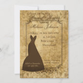 ビューティフルブラウンヴィンテージ紙ブライダルシャワー招待状 招待状 (正面)