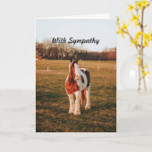 ビューティフルブラウン絵を描荷車を引くホースフォト悔やみや弔慰 カード (黄色い花)