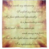 ビューティフルブラウン/金ゴールドクレンジングマントラデザイン シャワーカーテン (正面)