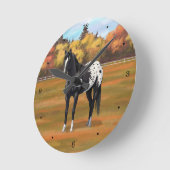 ビューティフルブラックアパルーサクォーターホーススタリオン ラウンド壁時計 (傾斜)