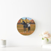 ビューティフルブラックアパルーサクォーターホーススタリオン ラウンド壁時計 (ホーム)