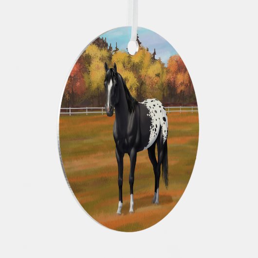 ビューティフルブラックアパロオサクオーターホーススタリオン メタルオーナメント (正面右)