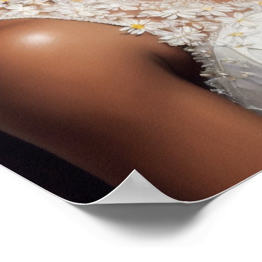 ビューティフルブラックウーマンデイジーフローラアート ポスター (角)