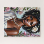 ビューティフルブラックウーマンフローラバラポートレート ジグソーパズル (横)