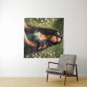 ビューティフルブラックウーマンフローラポートレート タペストリー (インサイチュ(横))