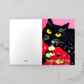 ビューティフルブラックキャット誕生日 箔グリーティングカード (外側レイダウン)