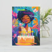 ビューティフルブラッククイーン誕生日カード サンキューカード (スタンド正面)