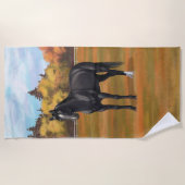 ビューティフルブラッククオーターホーススタリオン ビーチタオル (正面)