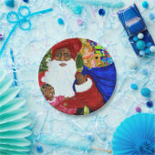 ビューティフルブラックサンタ紙クリスマスパーティープレート ペーパープレート (パーティー)