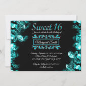 ビューティフルブラックターコイズダイヤモンドスウィート16招待状 招待状 (正面)