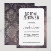 ビューティフルブラックダマスクホワイトブライダルシャワー 招待状 (正面/裏面)