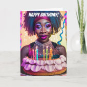 ビューティフルブラックドラッグクイーンおもしろい誕生日 カード (正面)