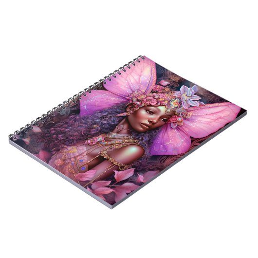 ビューティフルブラックフェアリーガールファンタジーアート ノートブック (左側)