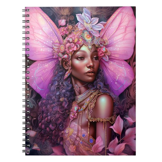 ビューティフルブラックフェアリーガールファンタジーアート ノートブック (正面)