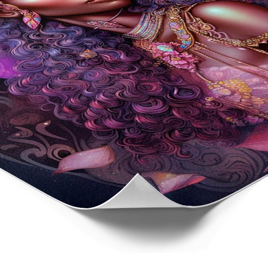 ビューティフルブラックフェアリーガールファンタジーアート ポスター (角)