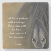 ビューティフルブラックホース感動的引用文 ストーンコースター (正面)