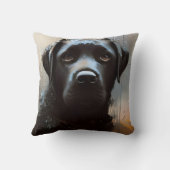 ビューティフルブラックラブラドールポートレート クッション (裏面)