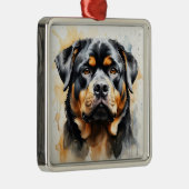 ビューティフルブラック&タンロットワイラー子犬 メタルオーナメント (右)