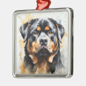 ビューティフルブラック&タンロットワイラー子犬 メタルオーナメント (左)