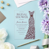 ビューティフルブルガンディドレスエレガントブライダルシャワー アクリル招待状 (インサイチュ (ウェディング))