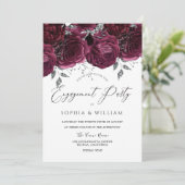 ビューティフルブルガンディマルーンバラ婚約パーティ 招待状 (スタンド正面)