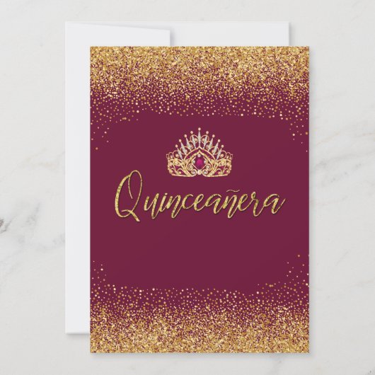 ビューティフルブルゴーニュアンド金ゴールドキンセアニェラ 招待状 (裏面)