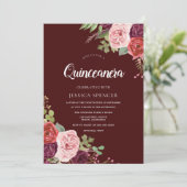 ビューティフルブルゴーニュフラワーズキンセアニェラ招待状 招待状 (スタンド正面)