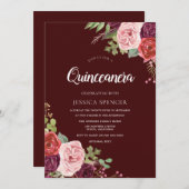 ビューティフルブルゴーニュフラワーズキンセアニェラ招待状 招待状 (正面/裏面)