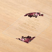 ビューティフルブルゴーニュフローラフォーマルクインセアニラ アクリル招待状 (レイダウン)