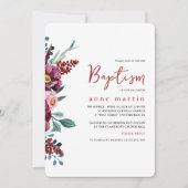 ビューティフルブルゴーニュ赤面フローラガールズバプテスマ 招待状 (正面)