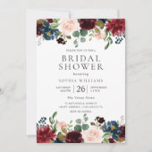 ビューティフルブルゴーニュ赤面フローラブライダルシャワー 招待状 (正面)