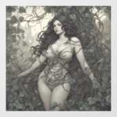 ビューティフルブルネットウーマンつる植物スケッチ ウィンドウサイン (シート)