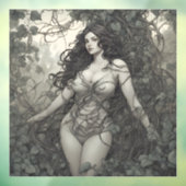 ビューティフルブルネットウーマンつる植物スケッチ ウィンドウサイン (シート3)