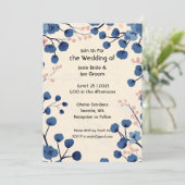 ビューティフルブルーさくらんぼブロッサム結婚式招待状 招待状 (スタンド正面)