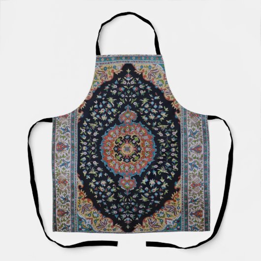 ビューティフルブルーオリエンタルアンティークキリムラグ エプロン (正面)