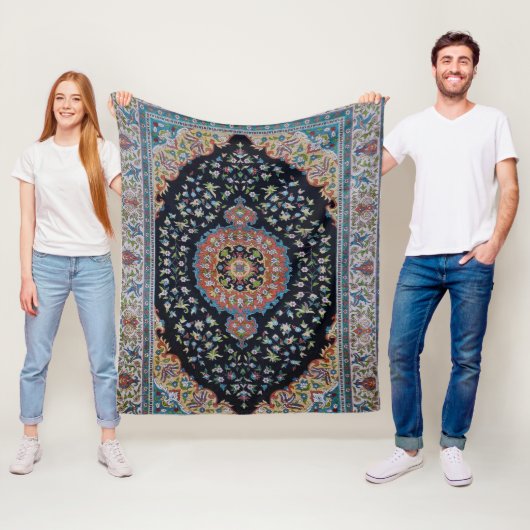 ビューティフルブルーオリエンタルアンティークキリムラグ フリースブランケット (インサイチュ)