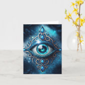 ビューティフルブルーオールシーティングアイイルミナティ カード (黄色い花)