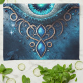 ビューティフルブルーオールシーティングアイイルミナティ キッチンタオル (折り畳み)