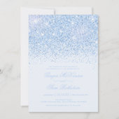 ビューティフルブルーグリッター結婚式招待状 招待状 (正面)