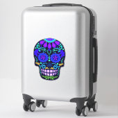 ビューティフルブルーシュガースカル |大きフェイク感じく見る シール (スーツケース)