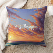 ビューティフルブルーターコイズ海サンセット クッション (ブランケット)