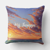 ビューティフルブルーターコイズ海サンセット クッション (正面)