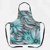 ビューティフルブルーティール(緑がかった色)フローラプリント エプロン (正面)