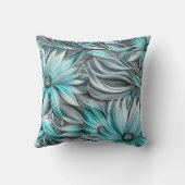 ビューティフルブルーティール(緑がかった色)フローラプリント クッション (裏面)
