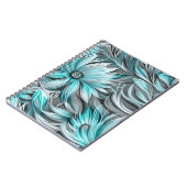 ビューティフルブルーティール（緑がかった色）フローラプリント ノートブック (左側)