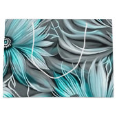 ビューティフルブルーティール（緑がかった色）フローラプリント ラージペーパーバッグ (正面)