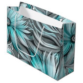ビューティフルブルーティール（緑がかった色）フローラプリント ラージペーパーバッグ (正面アングル)