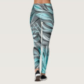 ビューティフルブルーティール（緑がかった色）フローラプリント レギンス (裏面)