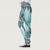 ビューティフルブルーティール（緑がかった色）フローラプリント レギンス (左)