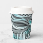 ビューティフルブルーティール（緑がかった色）フローラプリント 紙コップ (裏面)